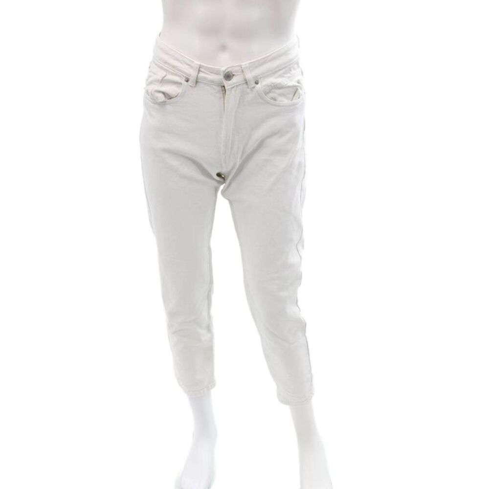 Lefties Mens Cropped Straight White 100% Cotton Jeans Size 38